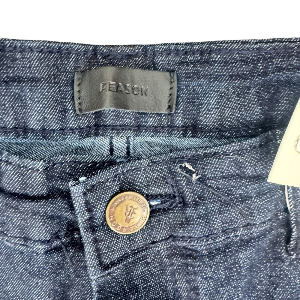 NEW REASON BRAND Men 38x32 Dark Wash Skinny Jeans Baroque Side Panel Distressed - Picture 9 of 13